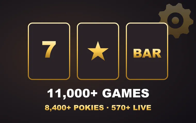 Slot reels with a seven, a star and a bar for 11,000+ games at MonsterWin casino